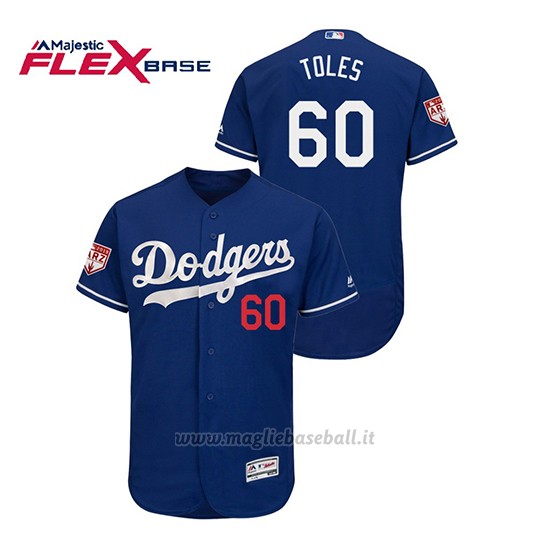 Maglia Baseball Uomo Los Angeles Dodgers Andrew Toles 2019 Entrenamiento De Primavera Flex Base Blu